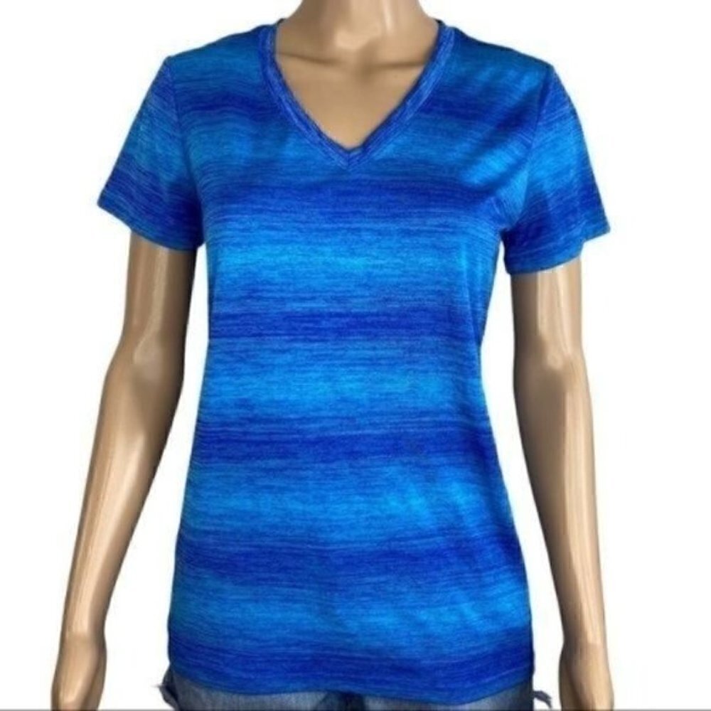REEBOK Sport Playdry t-shirt blue medium v-neck